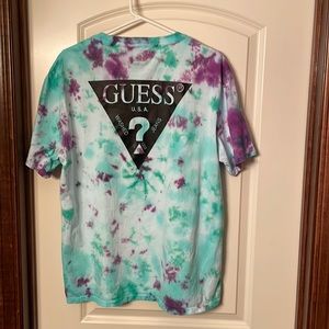Guess Tee - Short Sleeve, Medium, New without tags, Purple and Green tie-dye